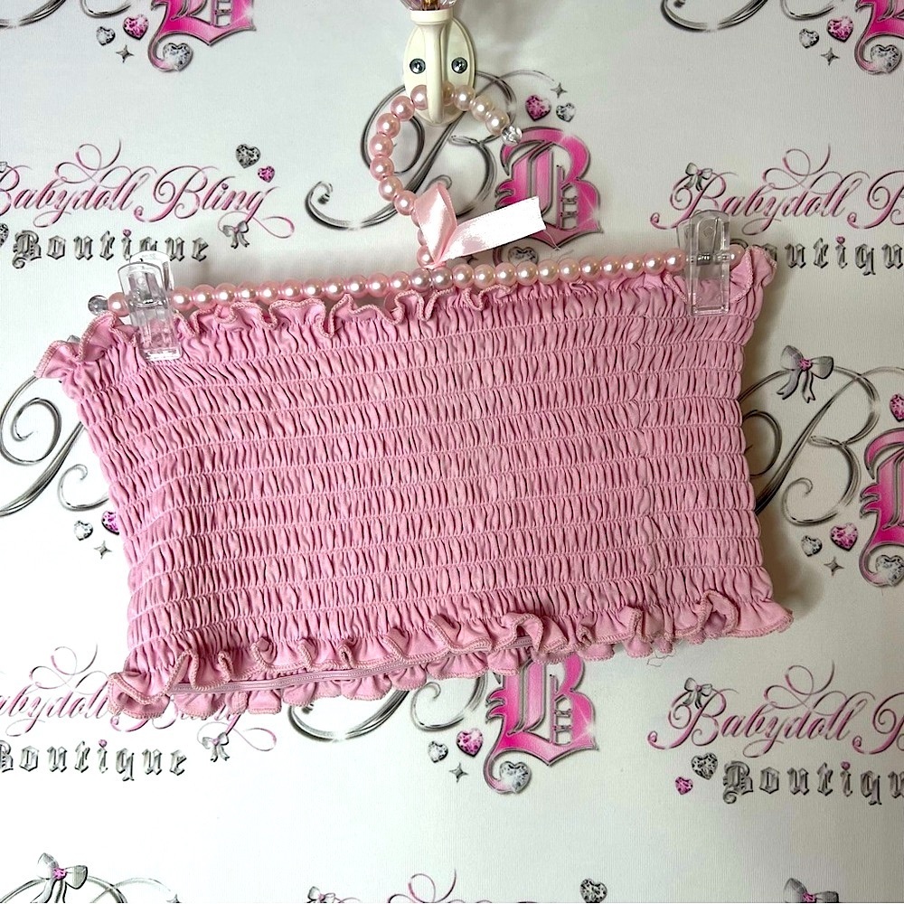 SWS essentials tube top strapless stretchy light baby Pink Smocked Tube Top